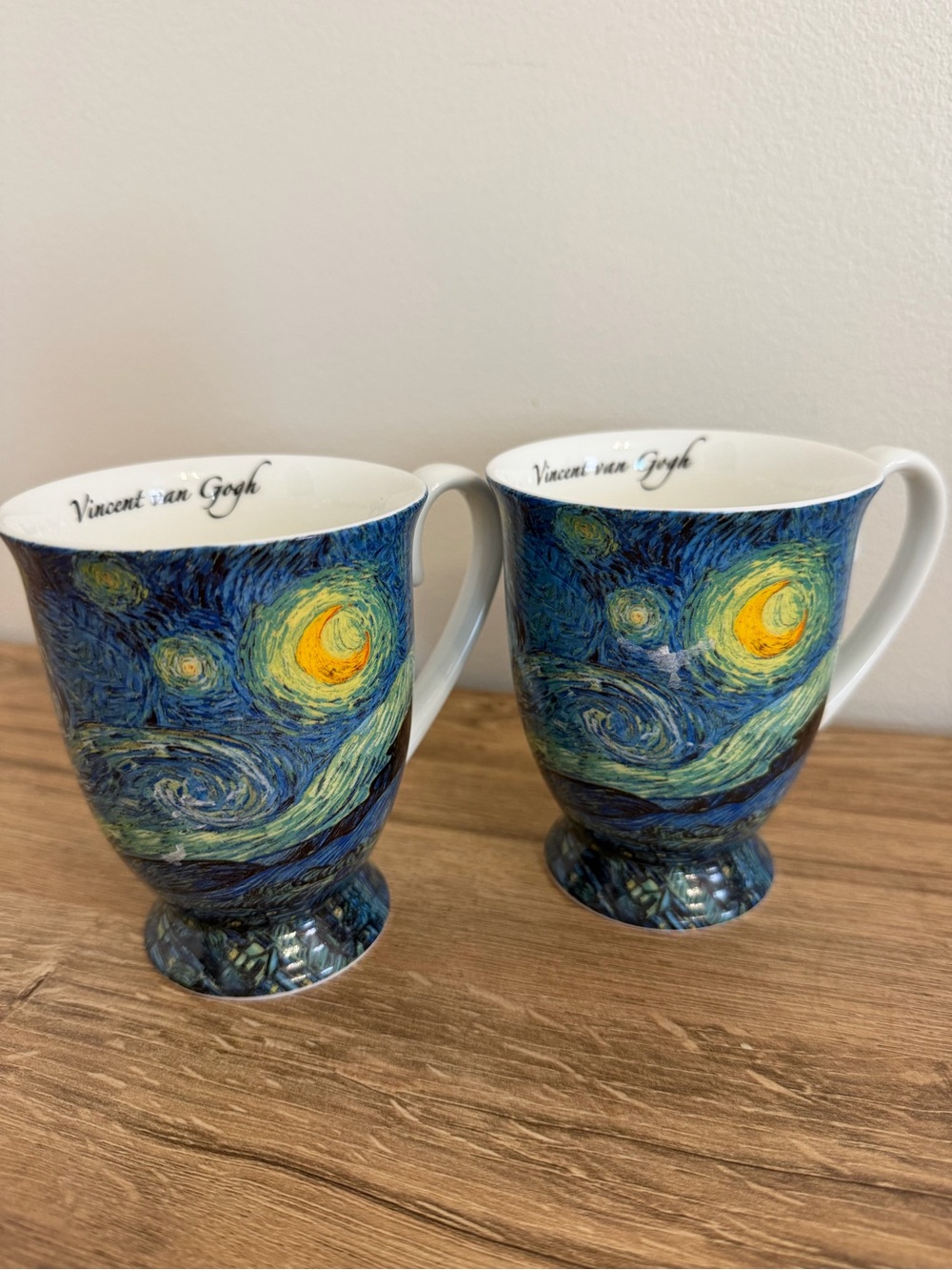 Stechcol Vincent Van Gogh Starry Night Gracie Bone China Coffee Tea Mug Set of 2